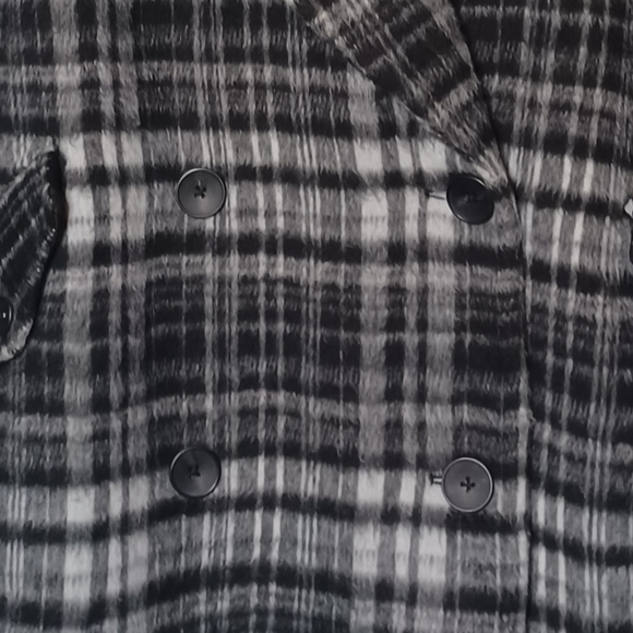 FREE PEOPLE Women's Highlands Wool Blend Plaid Pea Coat.XS - Picture 5 of 15